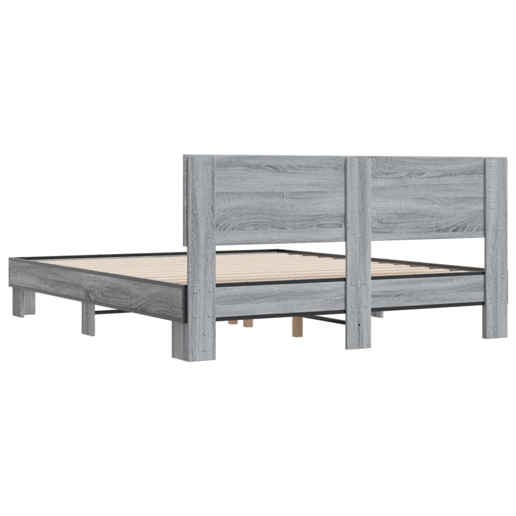 Bed Frame without Mattress Grey Sonoma 150x200 cm King Size