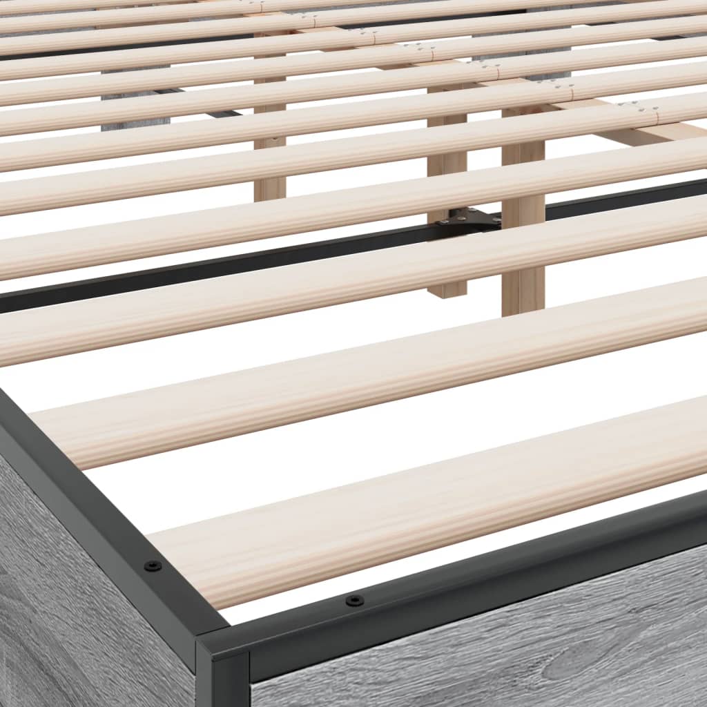 Bed Frame without Mattress Grey Sonoma 150x200 cm King Size