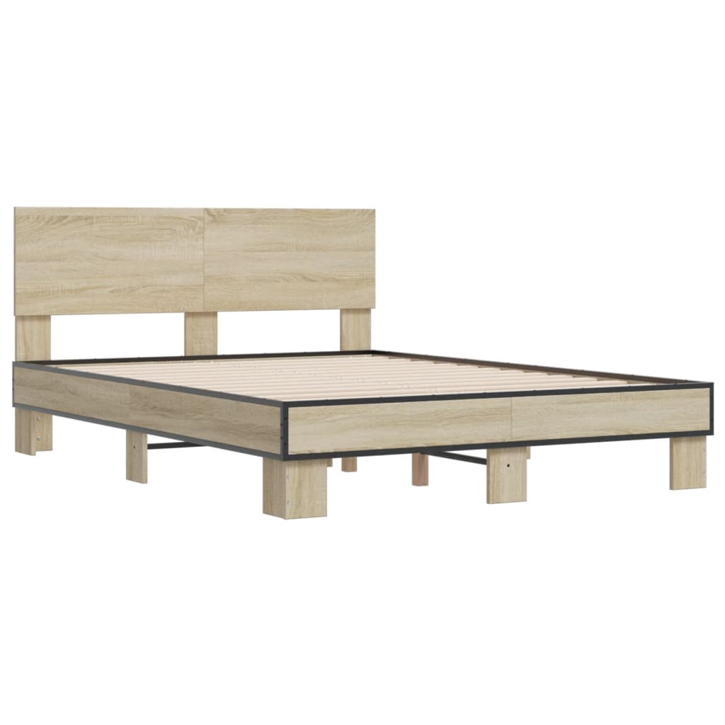 Bed Frame without Mattress Sonoma Oak 140x200 cm