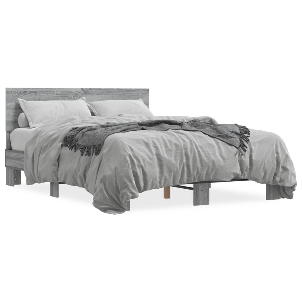 Bed Frame without Mattress Grey Sonoma 140x200 cm