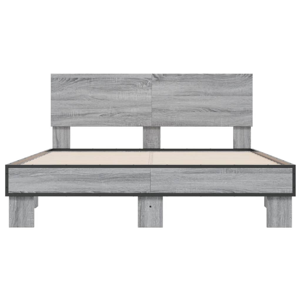 Bed Frame without Mattress Grey Sonoma 140x200 cm