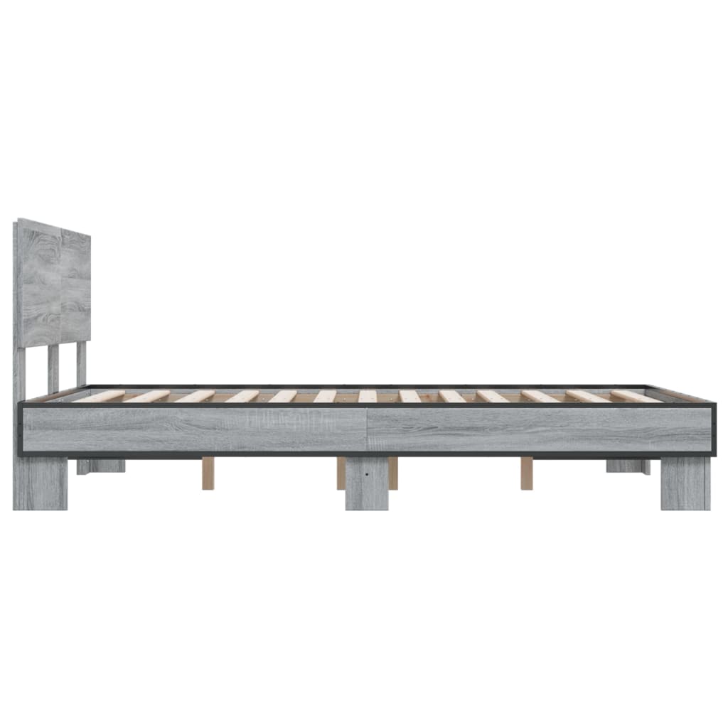 Bed Frame without Mattress Grey Sonoma 140x200 cm