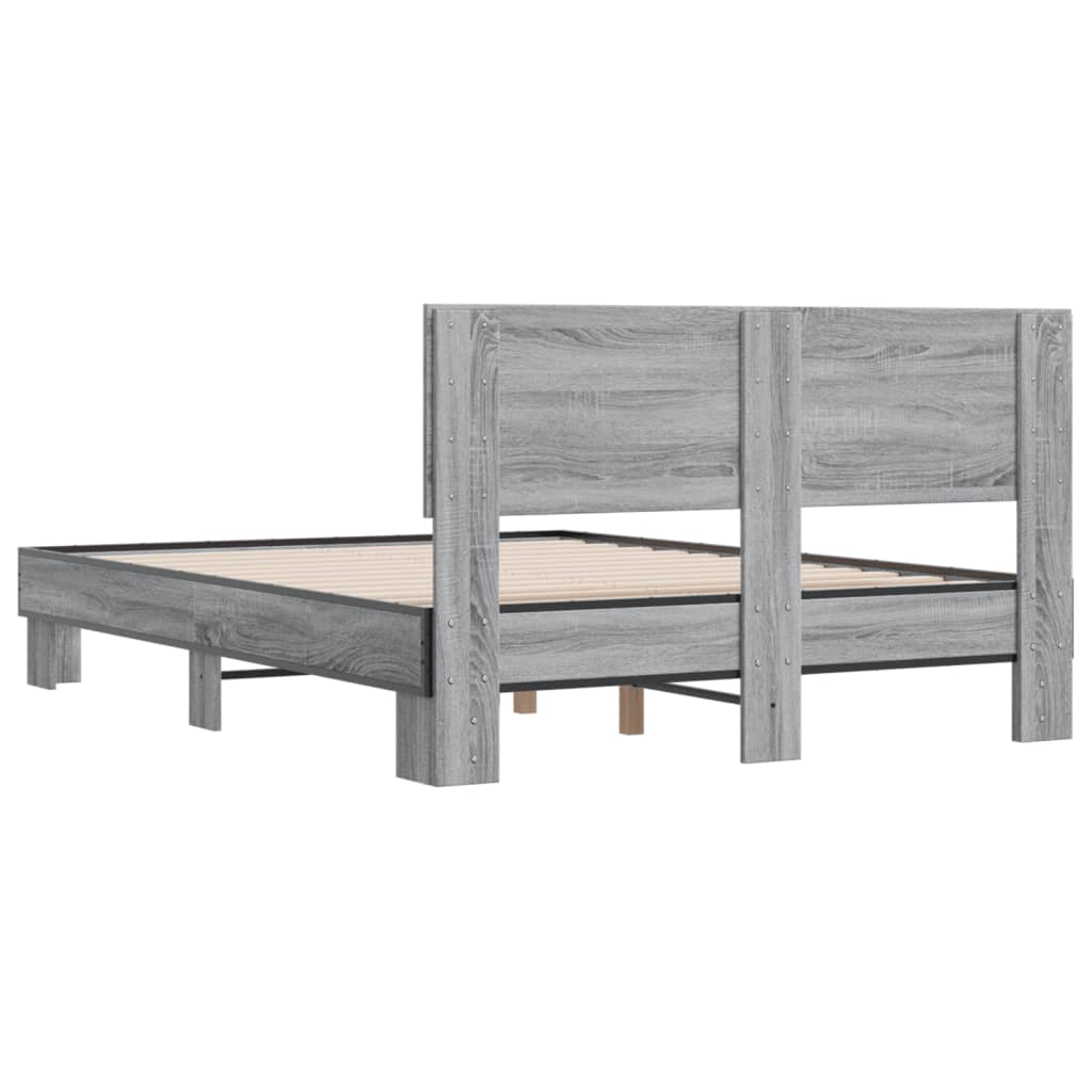 Bed Frame without Mattress Grey Sonoma 140x200 cm