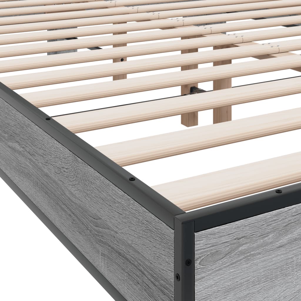 Bed Frame without Mattress Grey Sonoma 140x200 cm