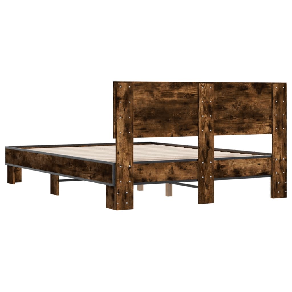 Bed Frame without Mattress Smoked Oak 120x200 cm
