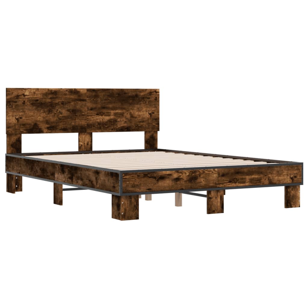Bed Frame without Mattress Smoked Oak 120x190 cm Small Double