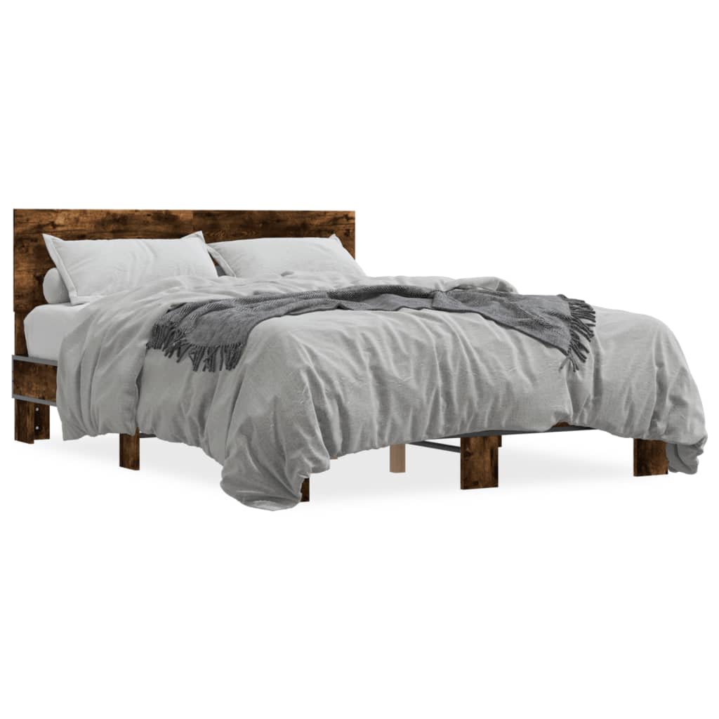 Bed Frame without Mattress Smoked Oak 135x190 cm Double