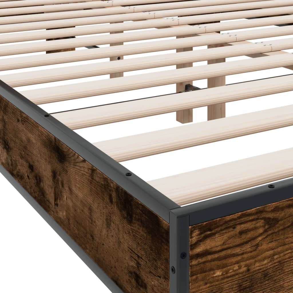 Bed Frame without Mattress Smoked Oak 135x190 cm Double