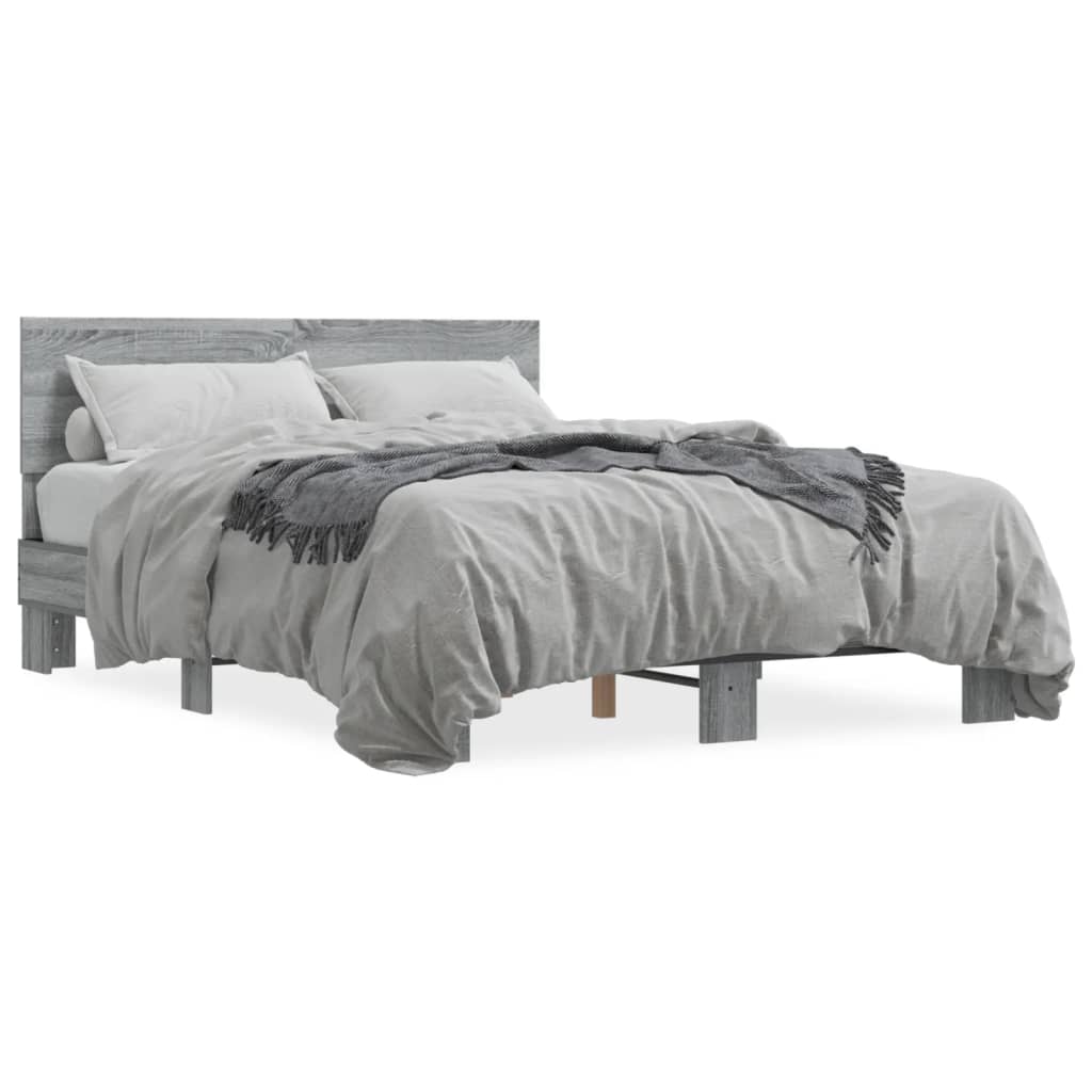 Bed Frame without Mattress Grey Sonoma 135x190 cm Double