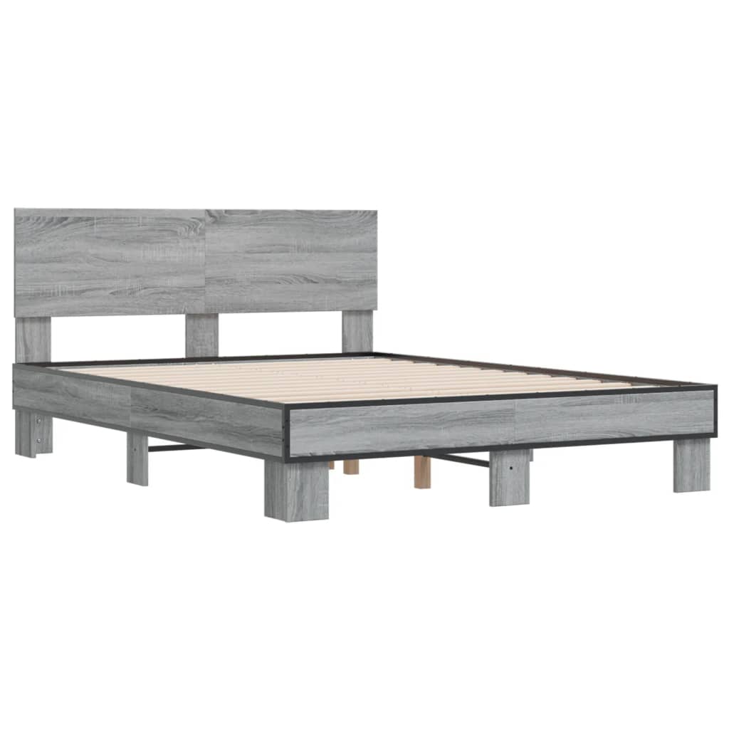 Bed Frame without Mattress Grey Sonoma 135x190 cm Double