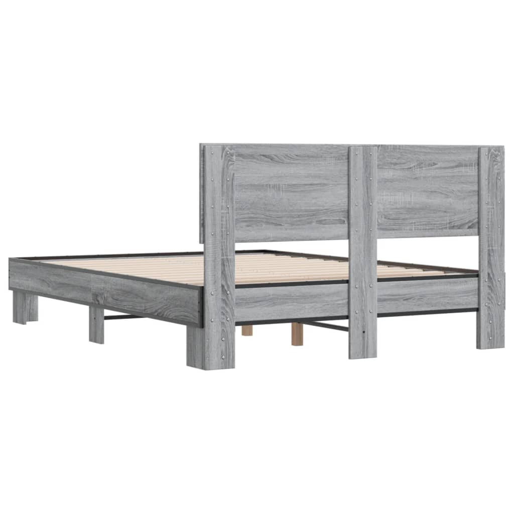 Bed Frame without Mattress Grey Sonoma 135x190 cm Double