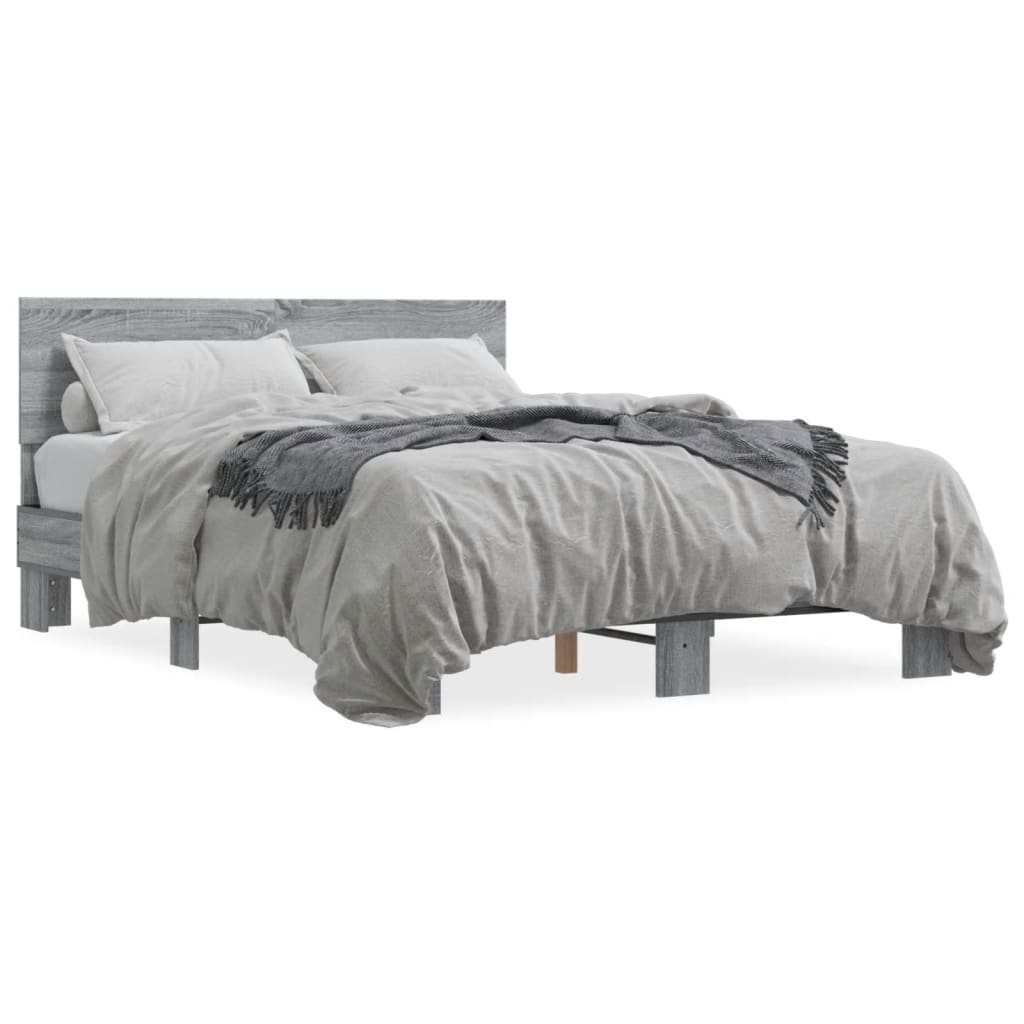 Bed Frame without Mattress Grey Sonoma 140x190 cm