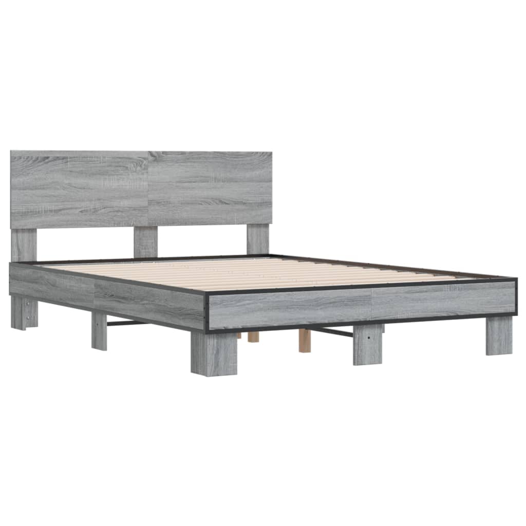 Bed Frame without Mattress Grey Sonoma 140x190 cm