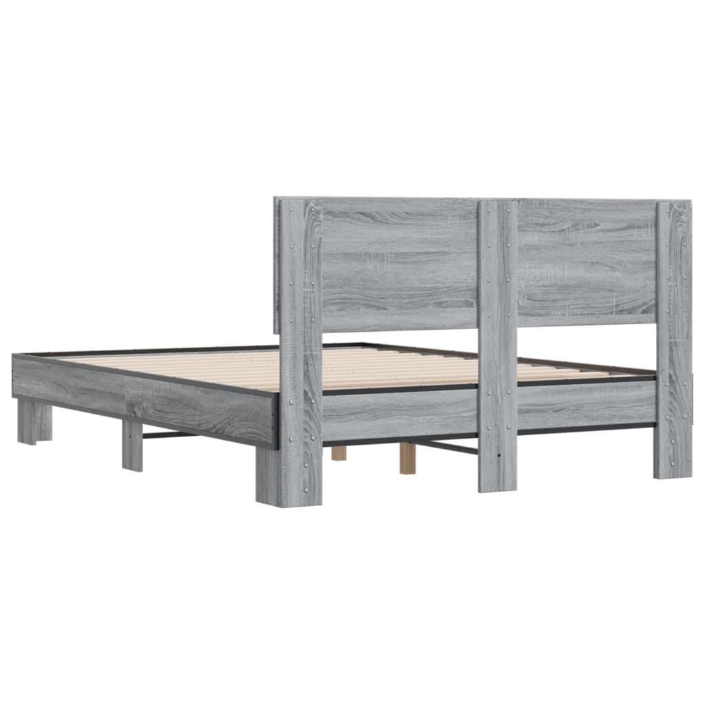 Bed Frame without Mattress Grey Sonoma 140x190 cm