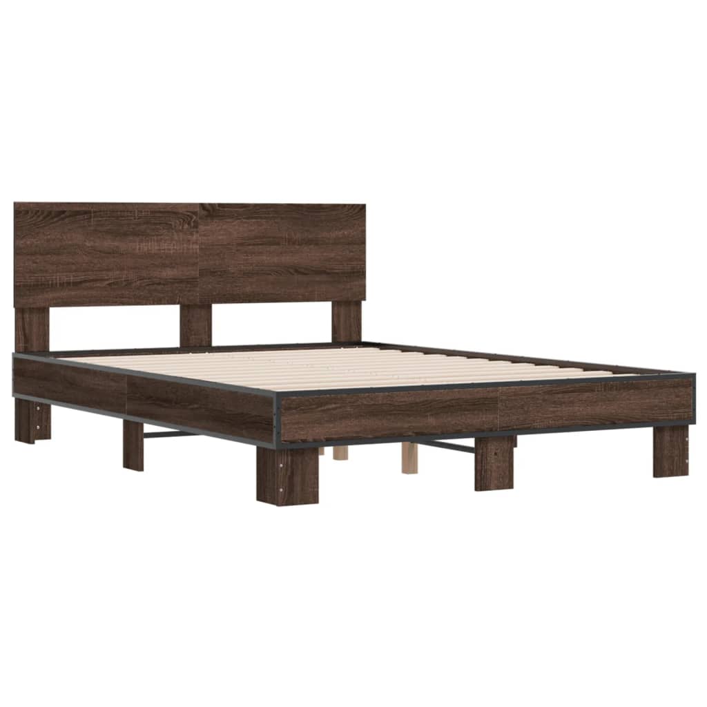 Bed Frame without Mattress Brown Oak 140x190 cm
