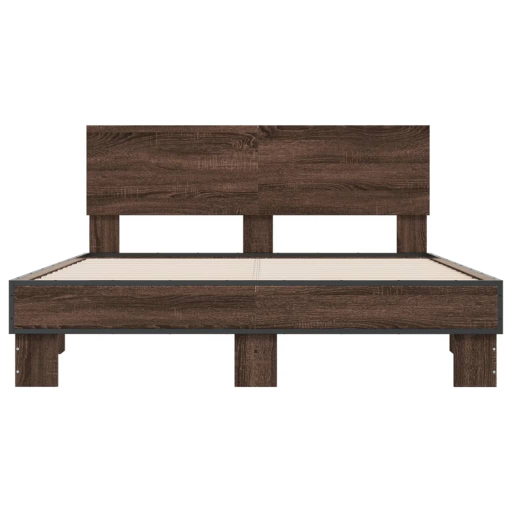 Bed Frame without Mattress Brown Oak 140x190 cm