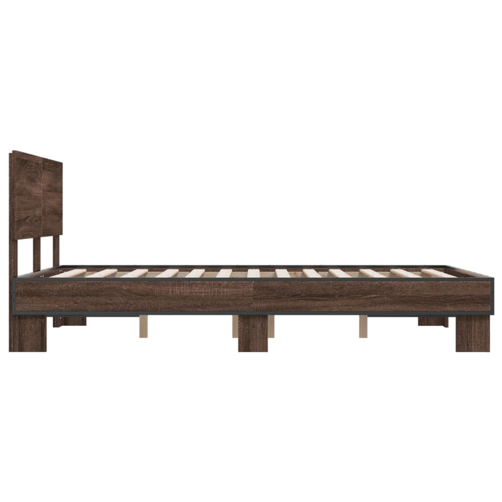 Bed Frame without Mattress Brown Oak 140x190 cm