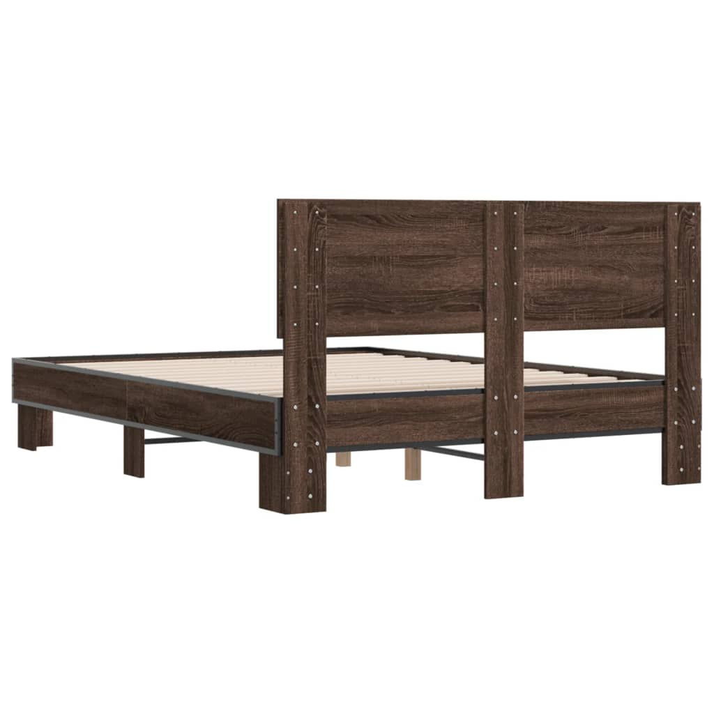 Bed Frame without Mattress Brown Oak 140x190 cm