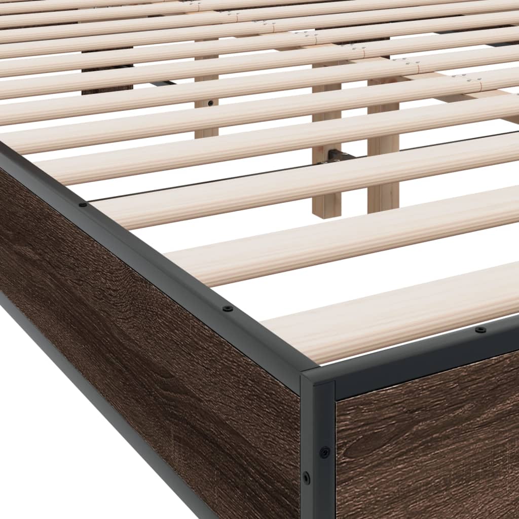 Bed Frame without Mattress Brown Oak 140x190 cm