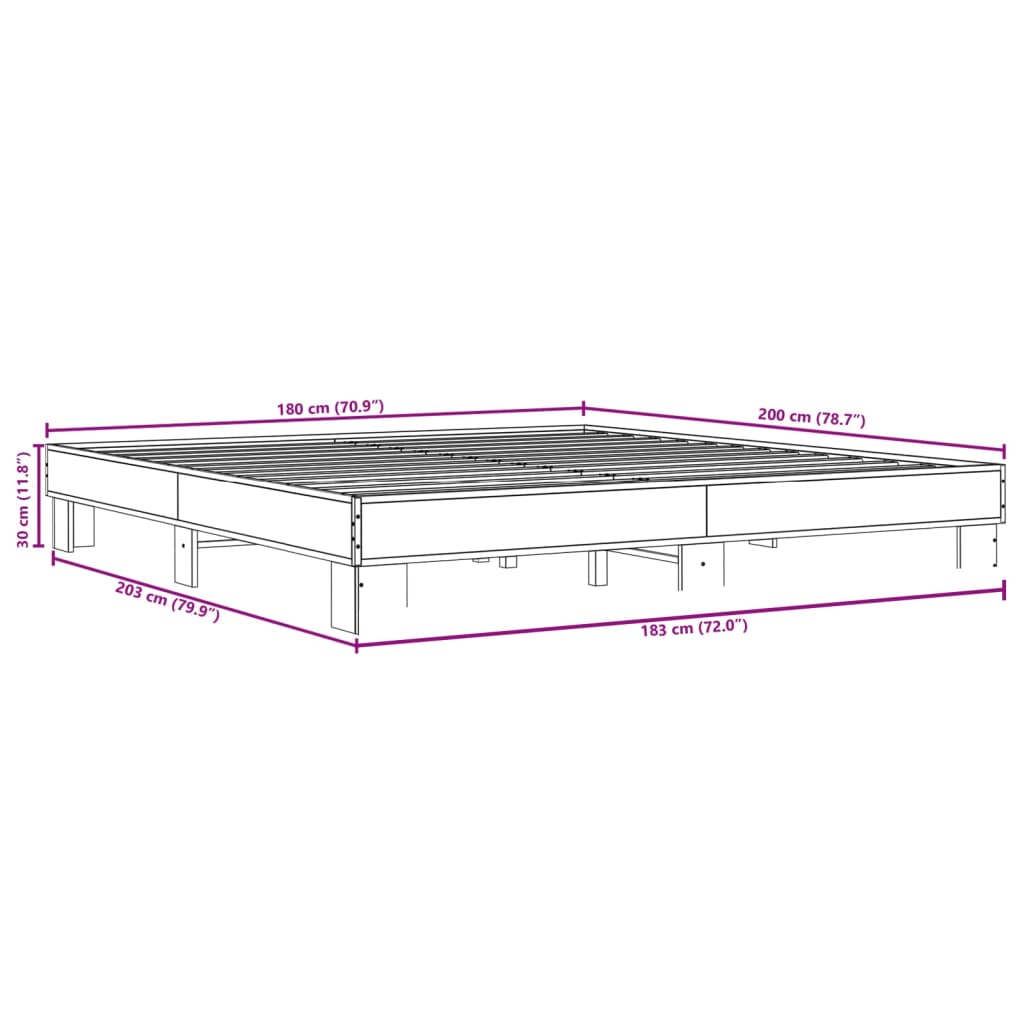 Bed Frame without Mattress Sonoma Oak 180x200 cm Super King