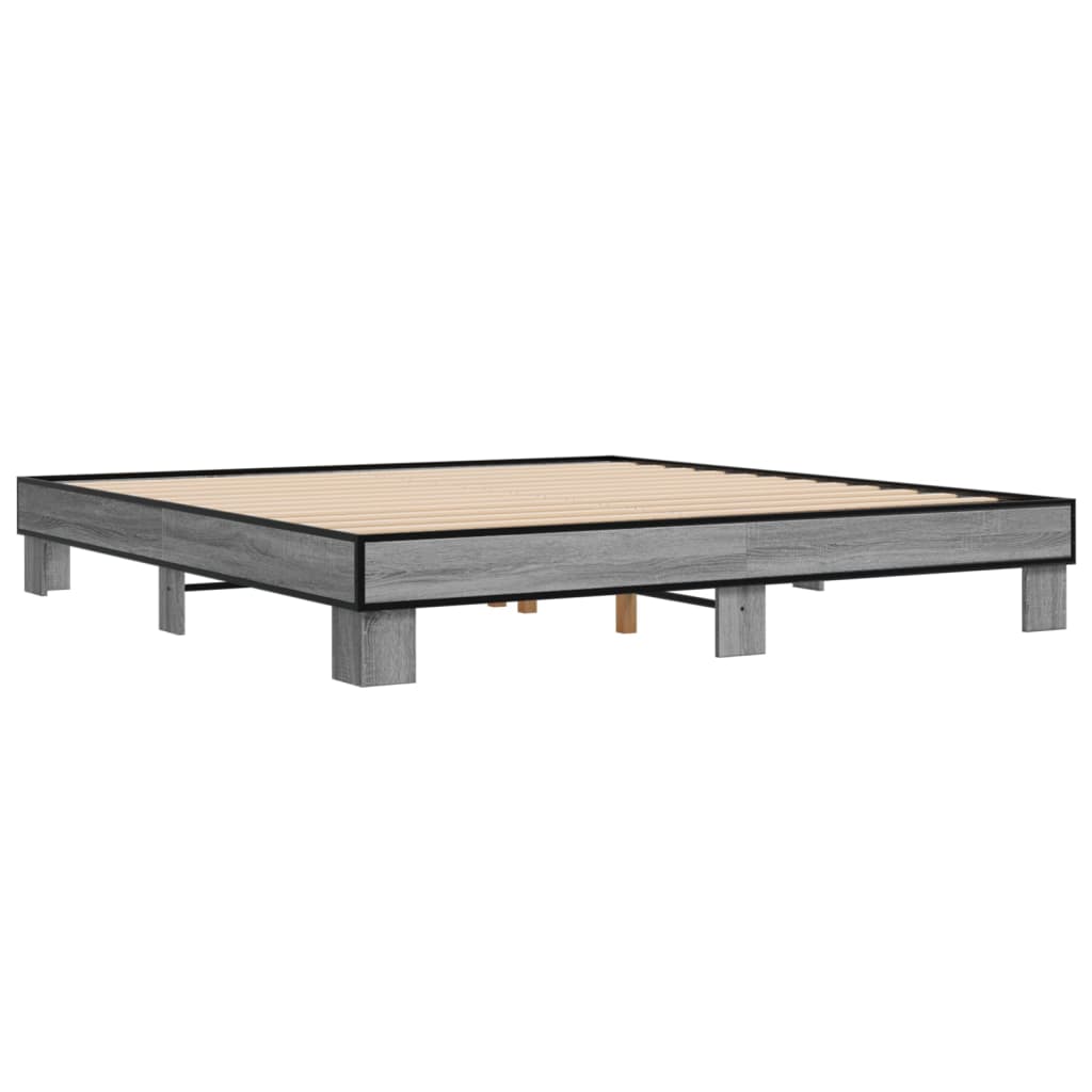 Bed Frame without Mattress Grey Sonoma 180x200 cm Super King