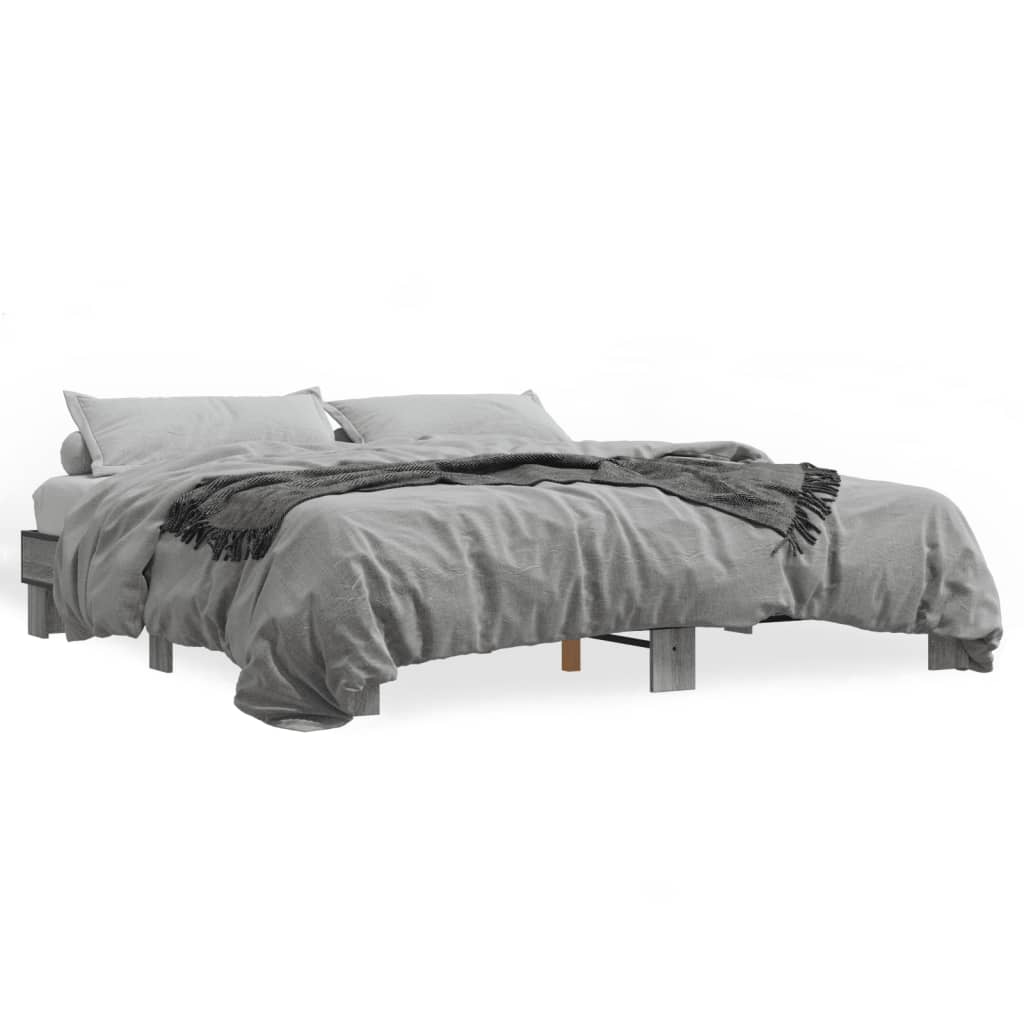 Bed Frame without Mattress Grey Sonoma 160x200 cm