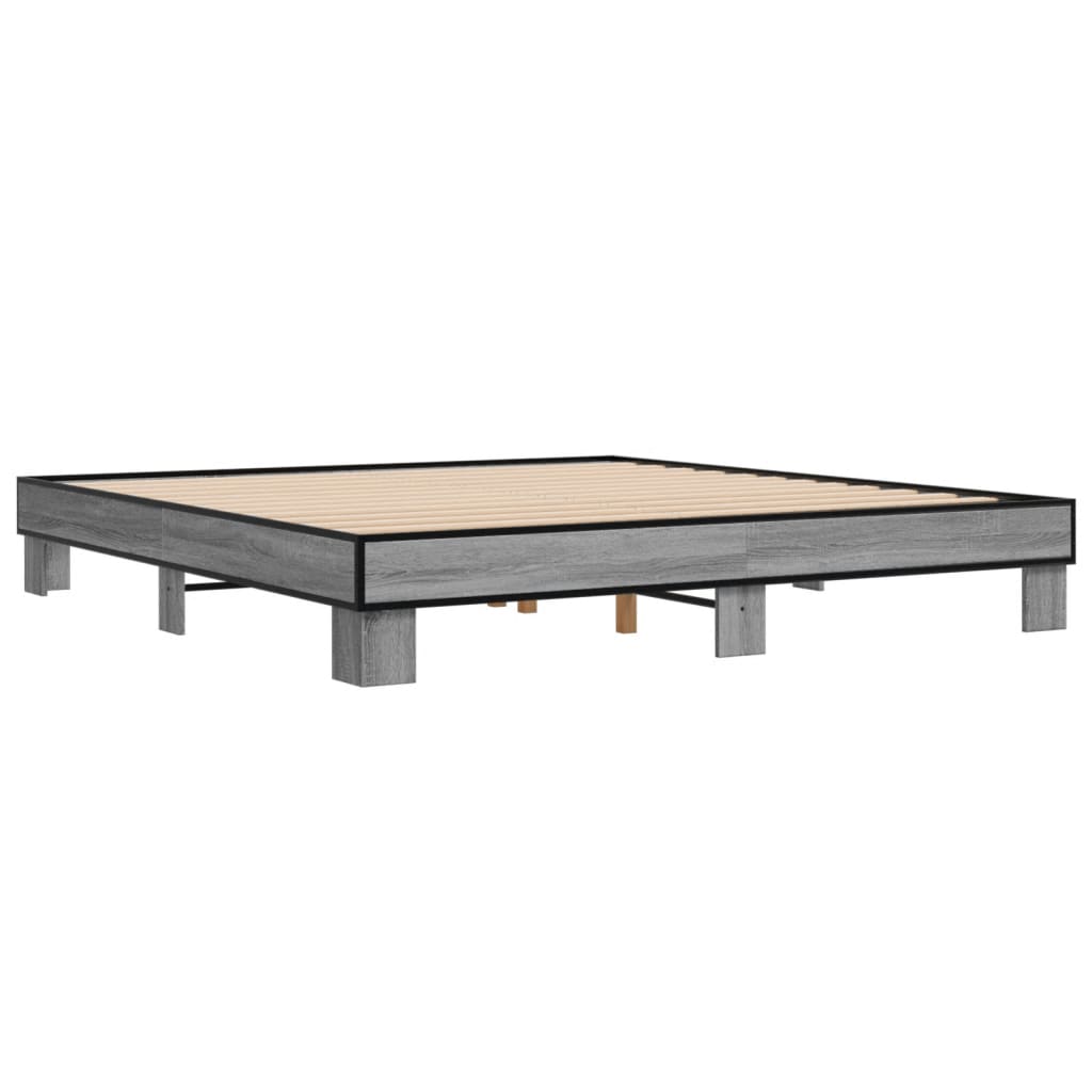 Bed Frame without Mattress Grey Sonoma 160x200 cm