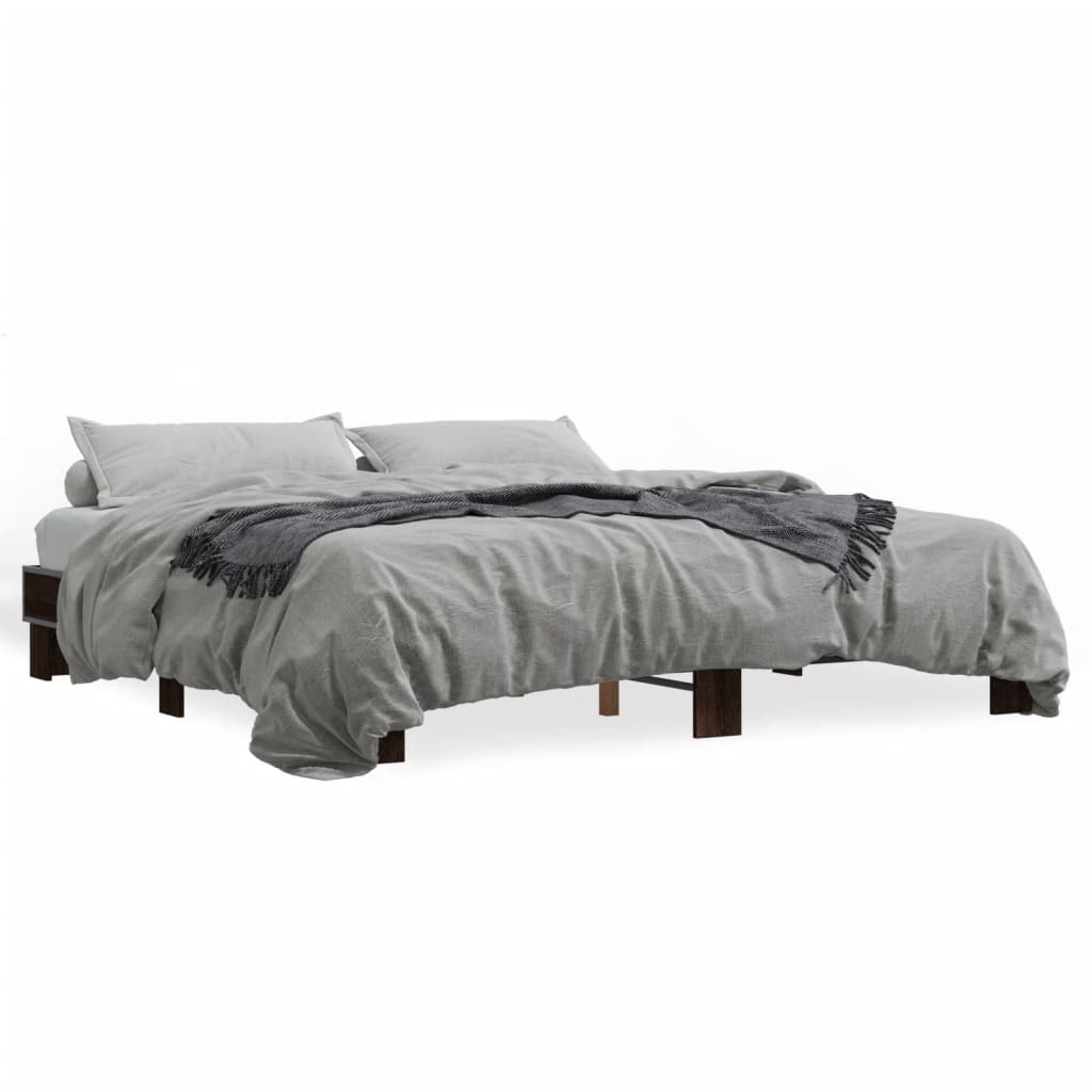 Bed Frame without Mattress Brown Oak 160x200 cm