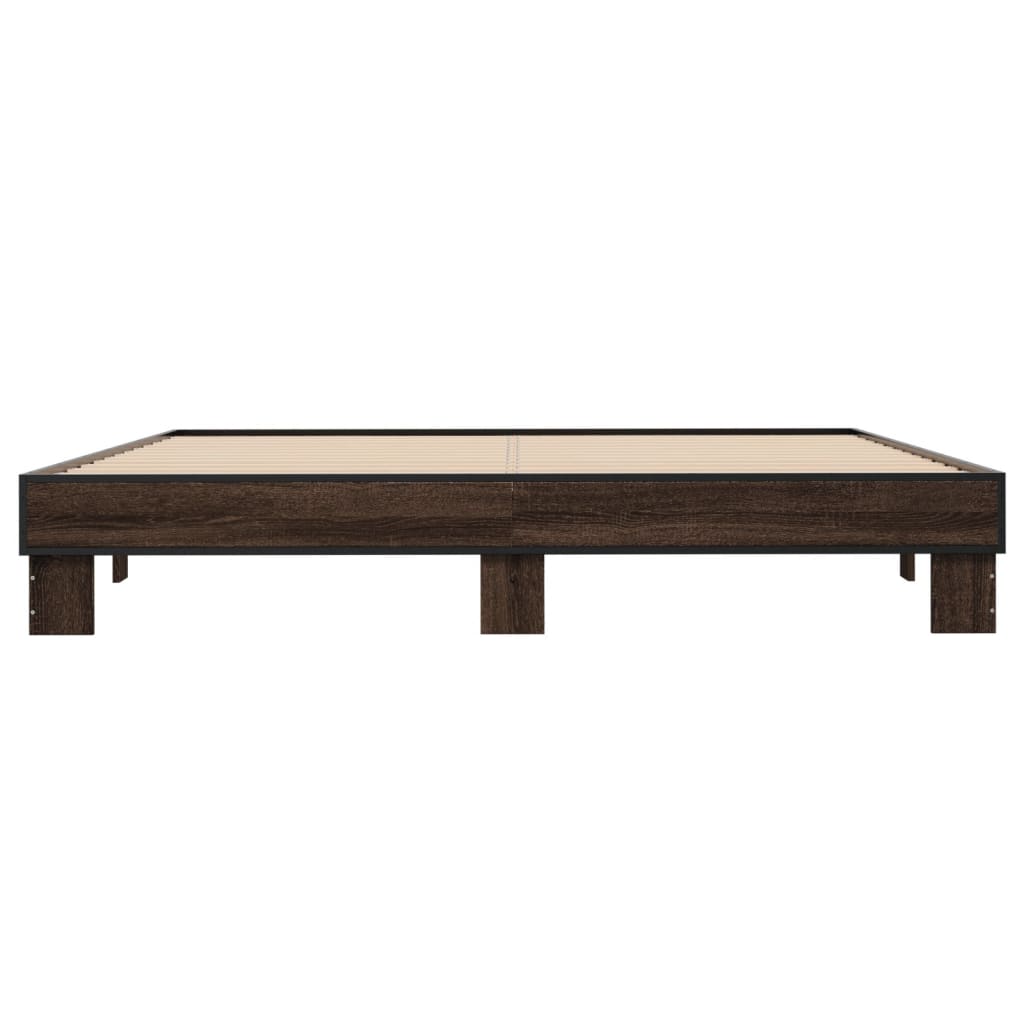 Bed Frame without Mattress Brown Oak 160x200 cm