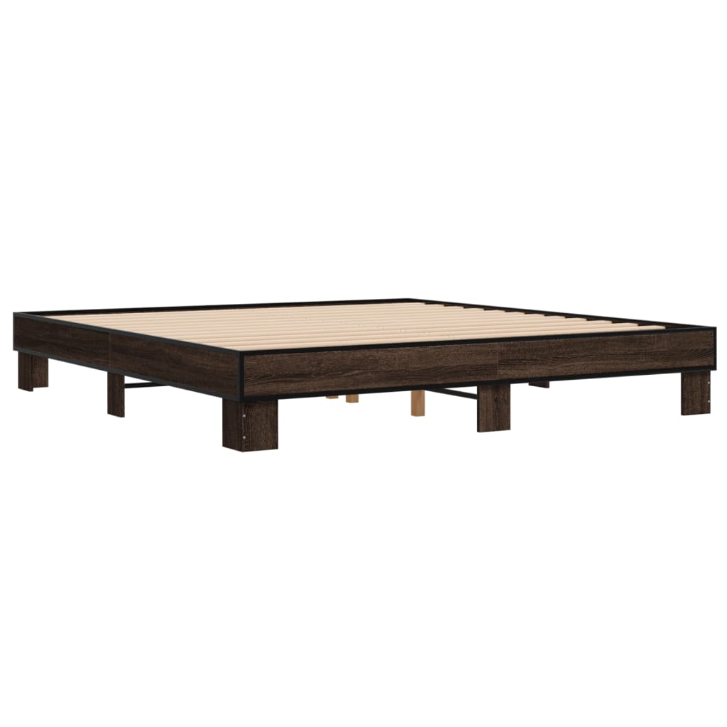 Bed Frame without Mattress Brown Oak 160x200 cm