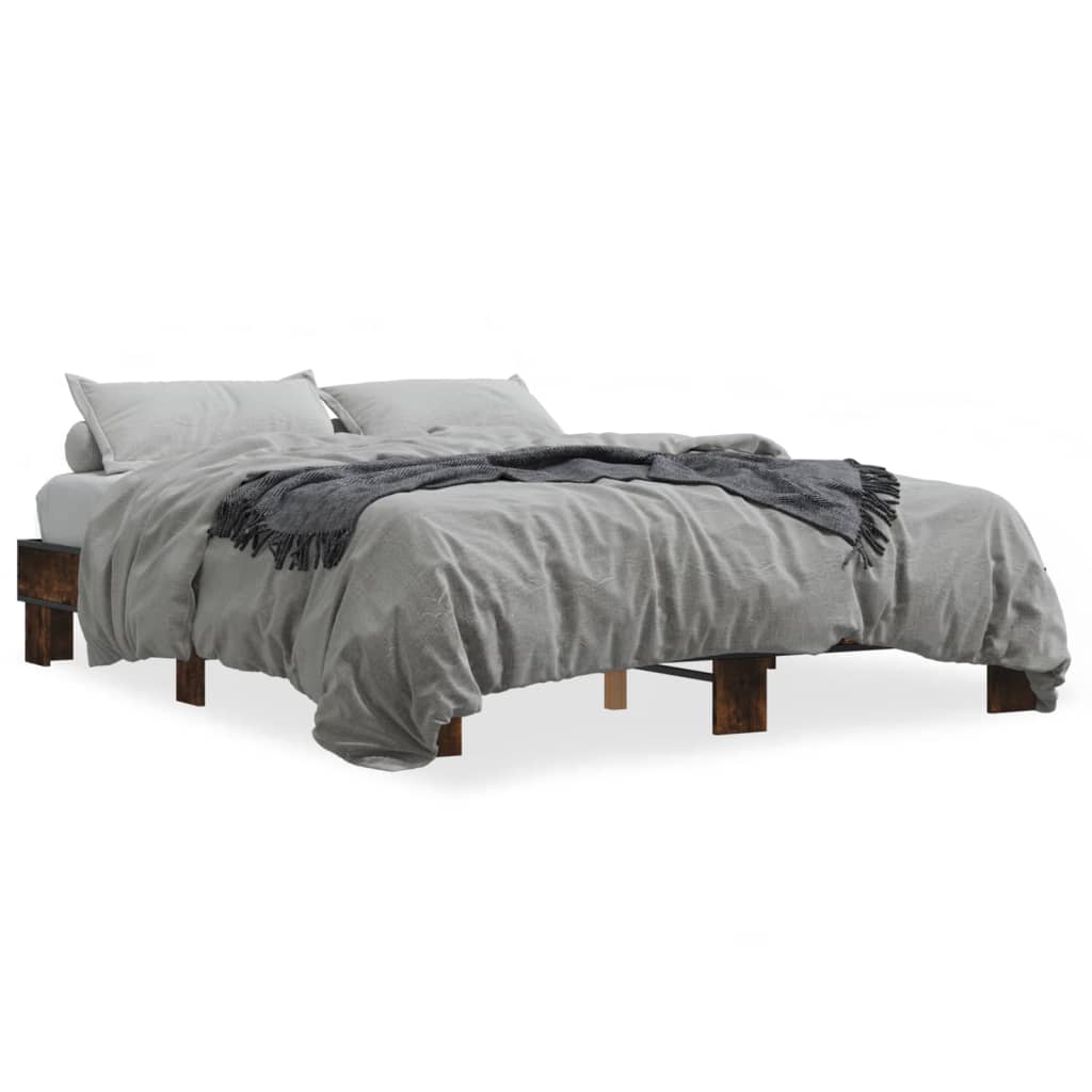 Bed Frame without Mattress Smoked Oak 150x200 cm King Size