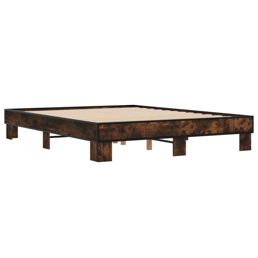 Bed Frame without Mattress Smoked Oak 150x200 cm King Size