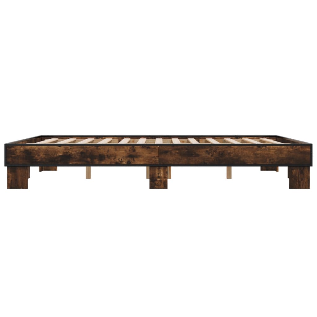 Bed Frame without Mattress Smoked Oak 150x200 cm King Size