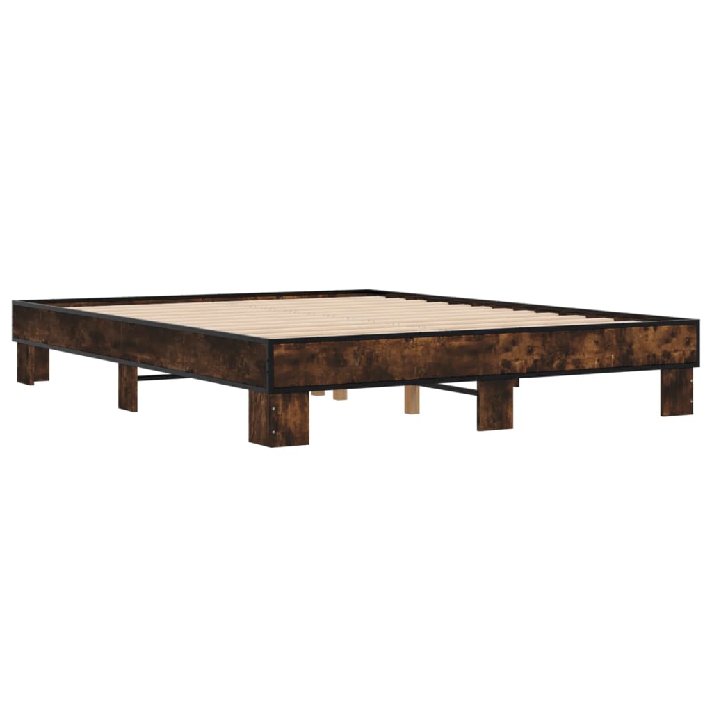 Bed Frame without Mattress Smoked Oak 150x200 cm King Size