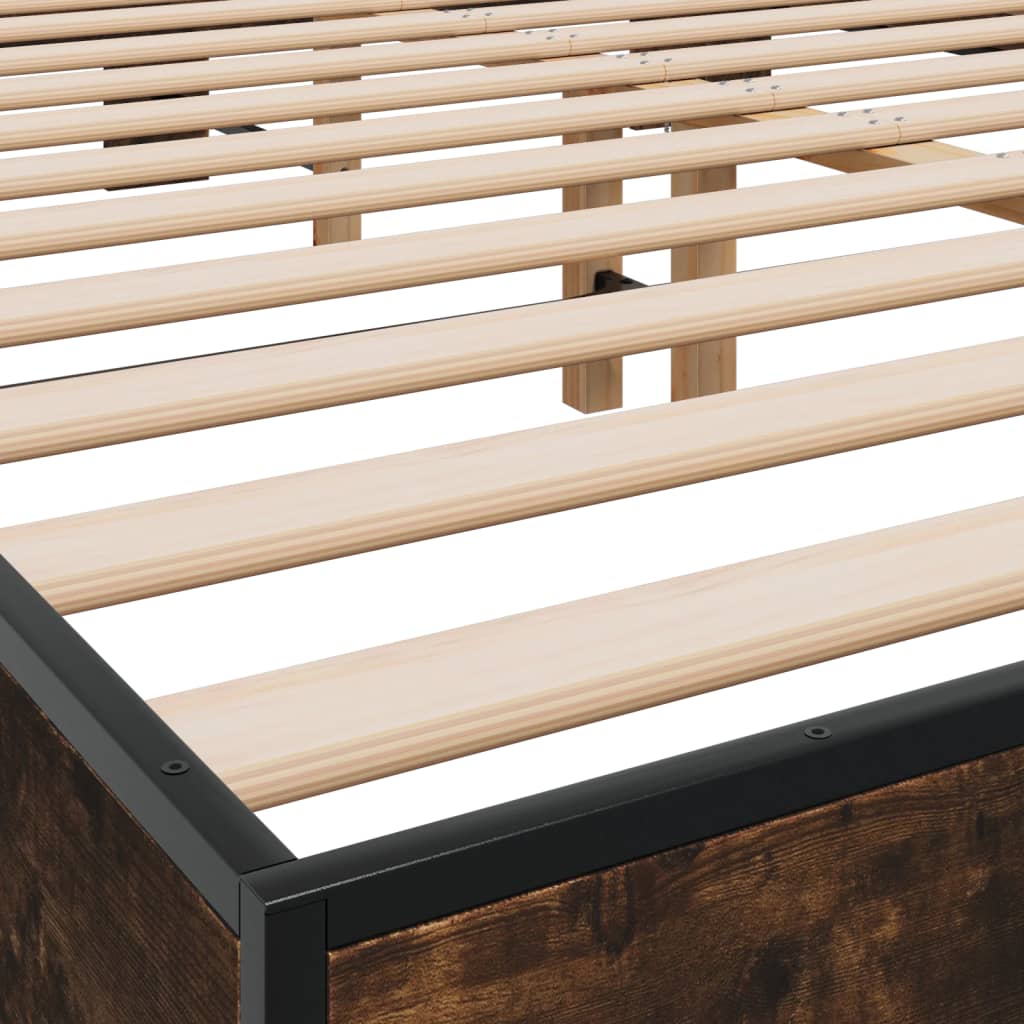 Bed Frame without Mattress Smoked Oak 150x200 cm King Size