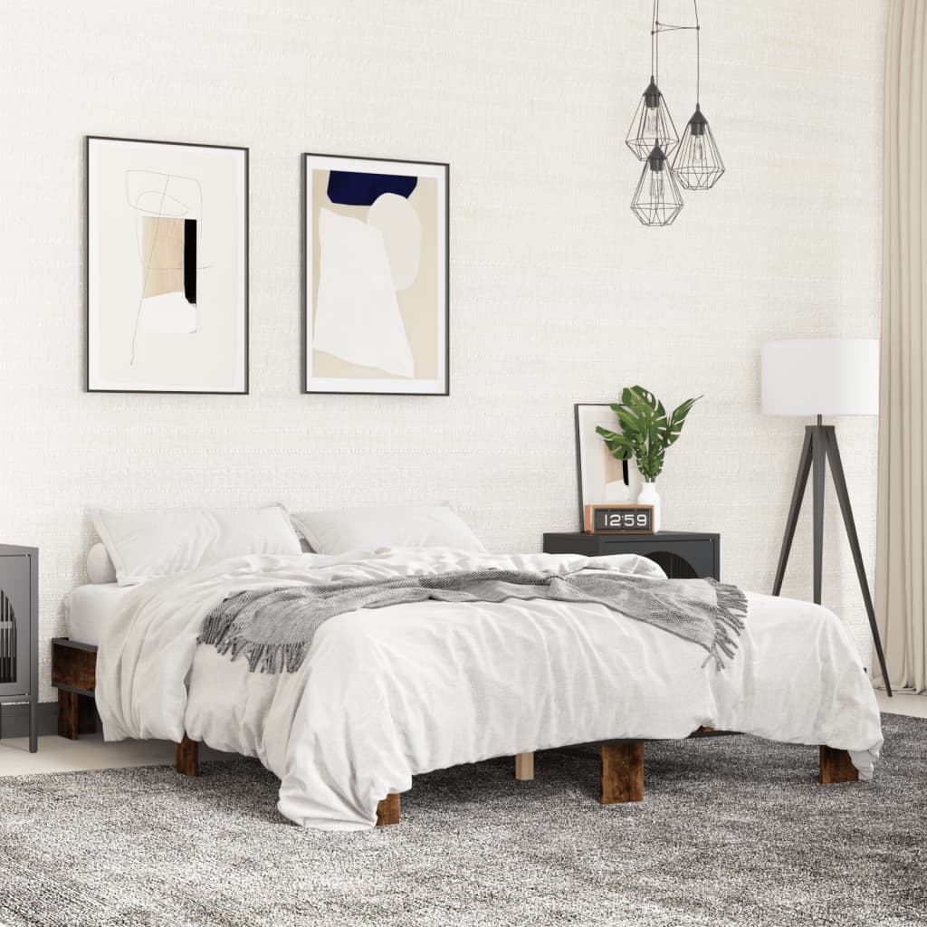 Bed Frame without Mattress Smoked Oak 150x200 cm King Size