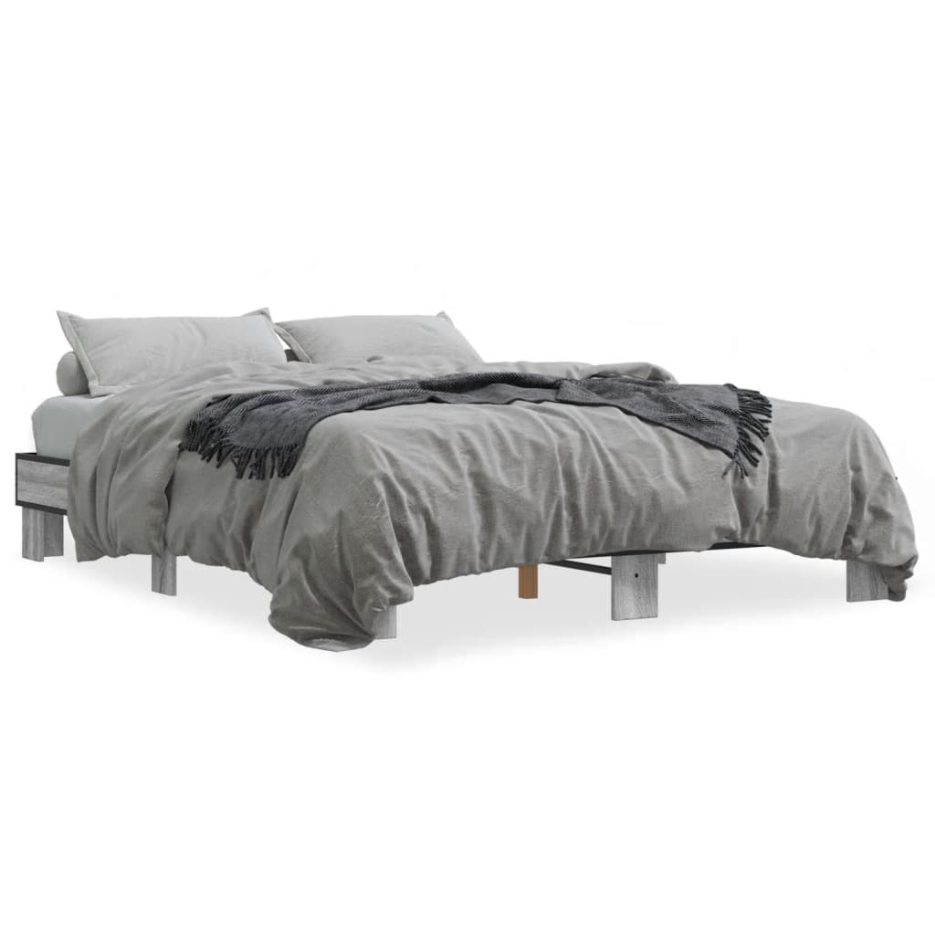 Bed Frame without Mattress Grey Sonoma 150x200 cm King Size
