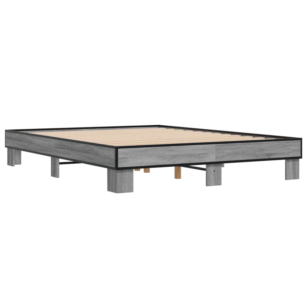 Bed Frame without Mattress Grey Sonoma 150x200 cm King Size