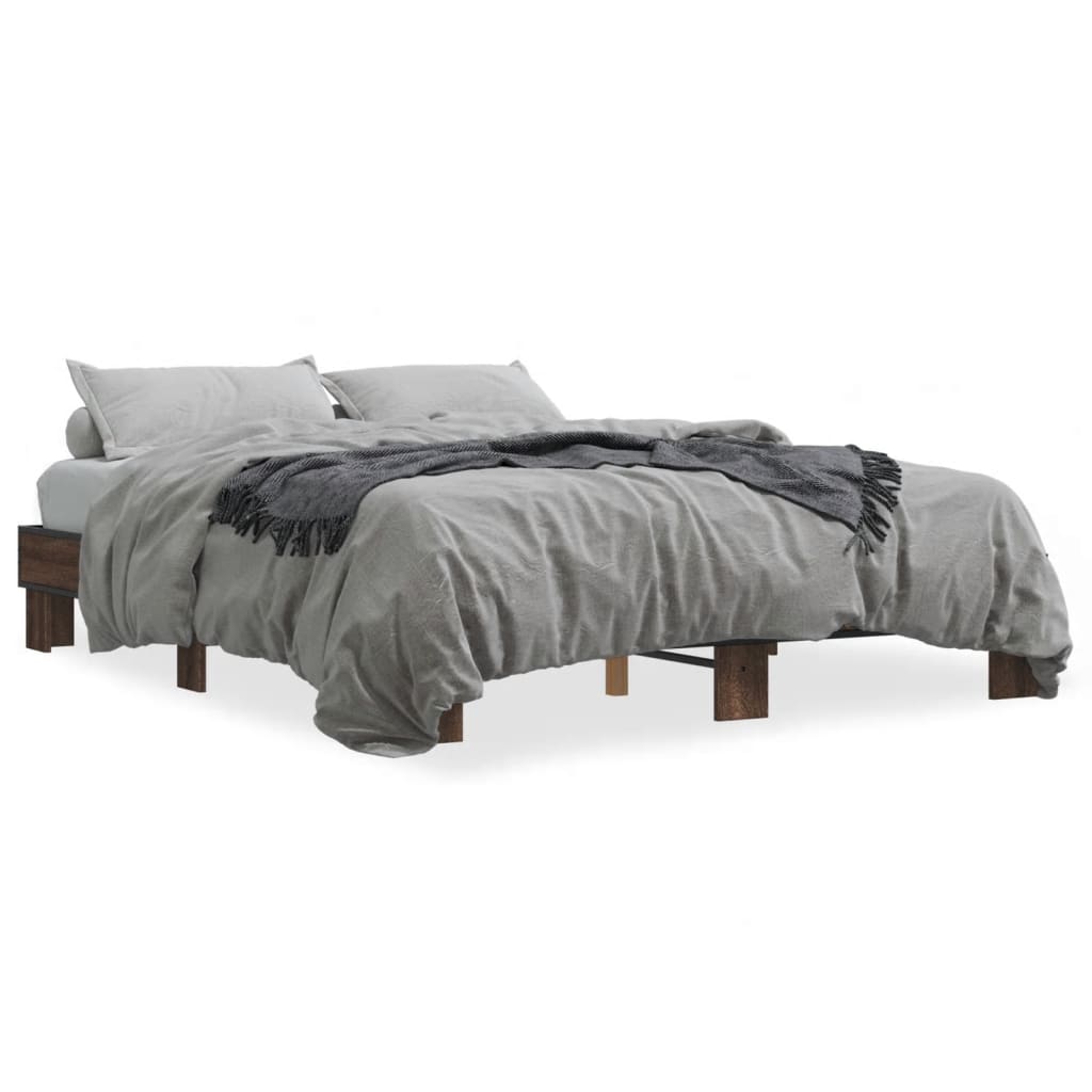 Bed Frame without Mattress Brown Oak 150x200 cm King Size