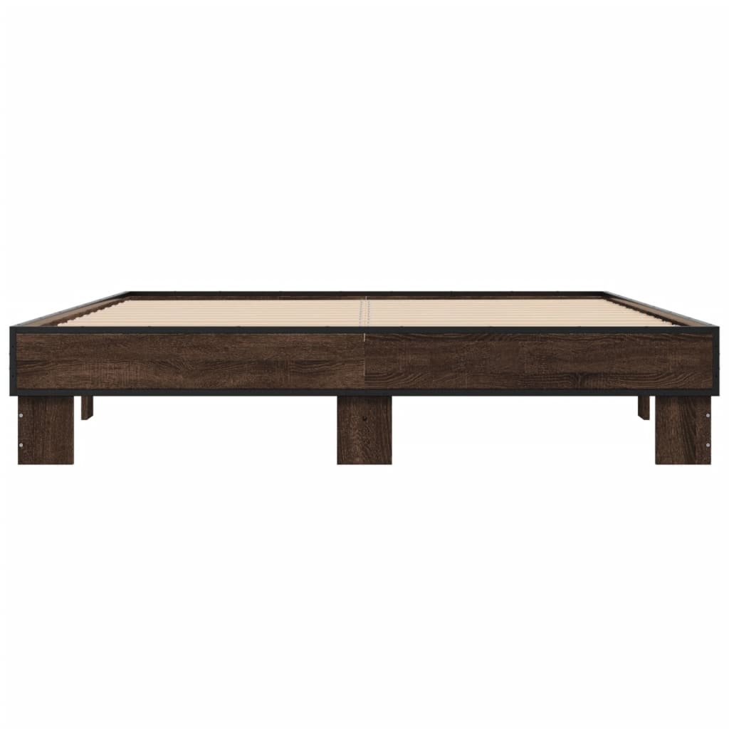 Bed Frame without Mattress Brown Oak 150x200 cm King Size