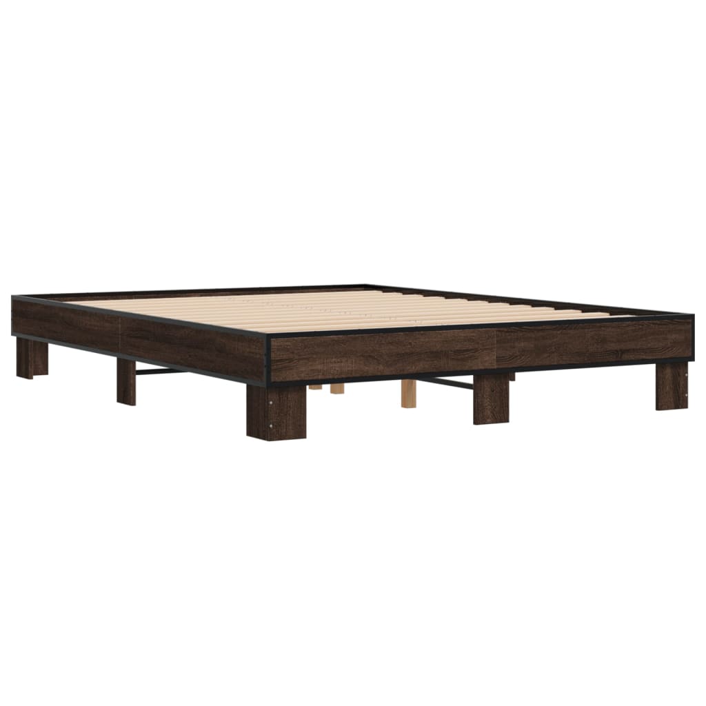Bed Frame without Mattress Brown Oak 150x200 cm King Size