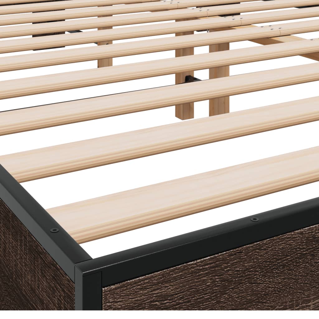 Bed Frame without Mattress Brown Oak 150x200 cm King Size