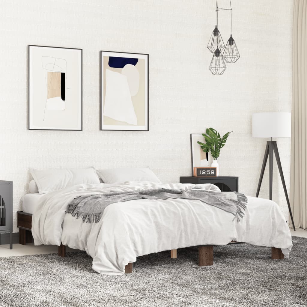 Bed Frame without Mattress Brown Oak 150x200 cm King Size