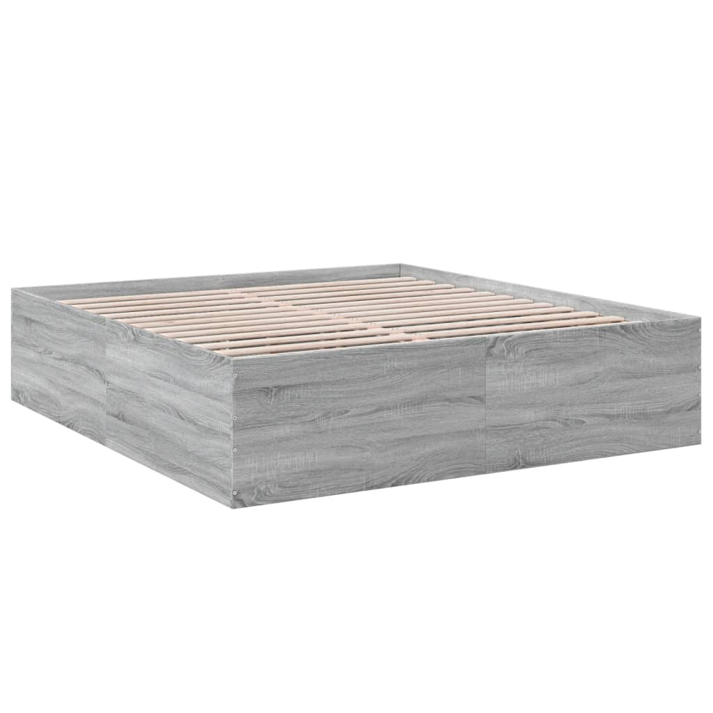Bed Frame without Mattress Grey Sonoma 200x200 cm