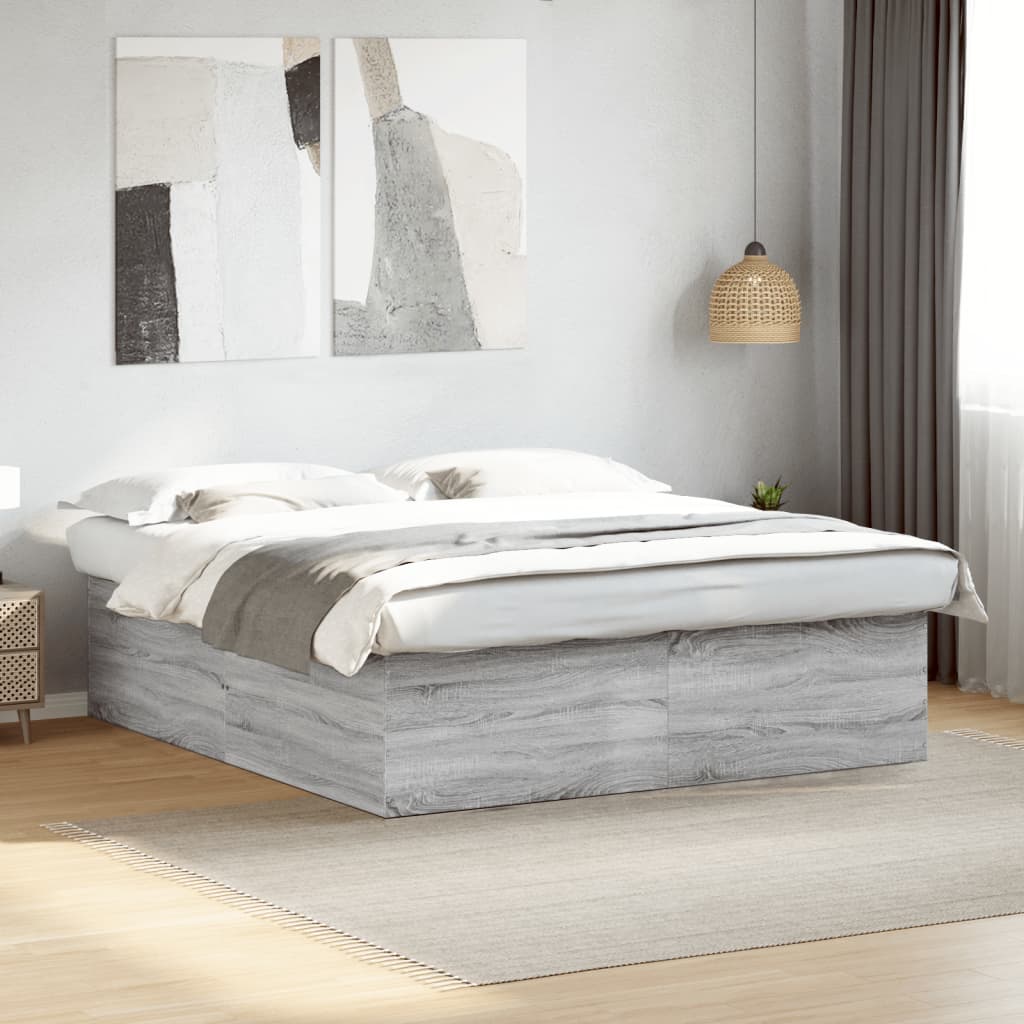 Bed Frame without Mattress Grey Sonoma 200x200 cm