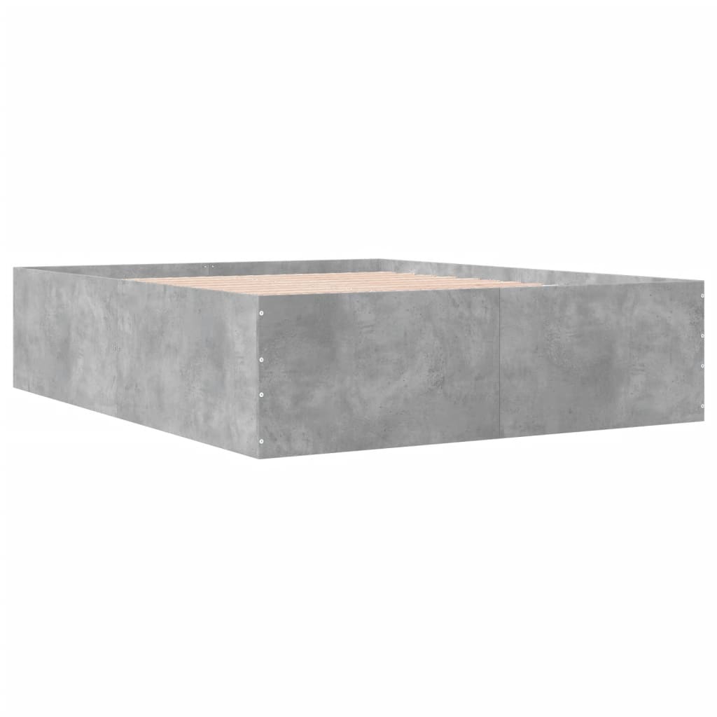 Bed Frame without Mattress Concrete Grey 150x200 cm King Size