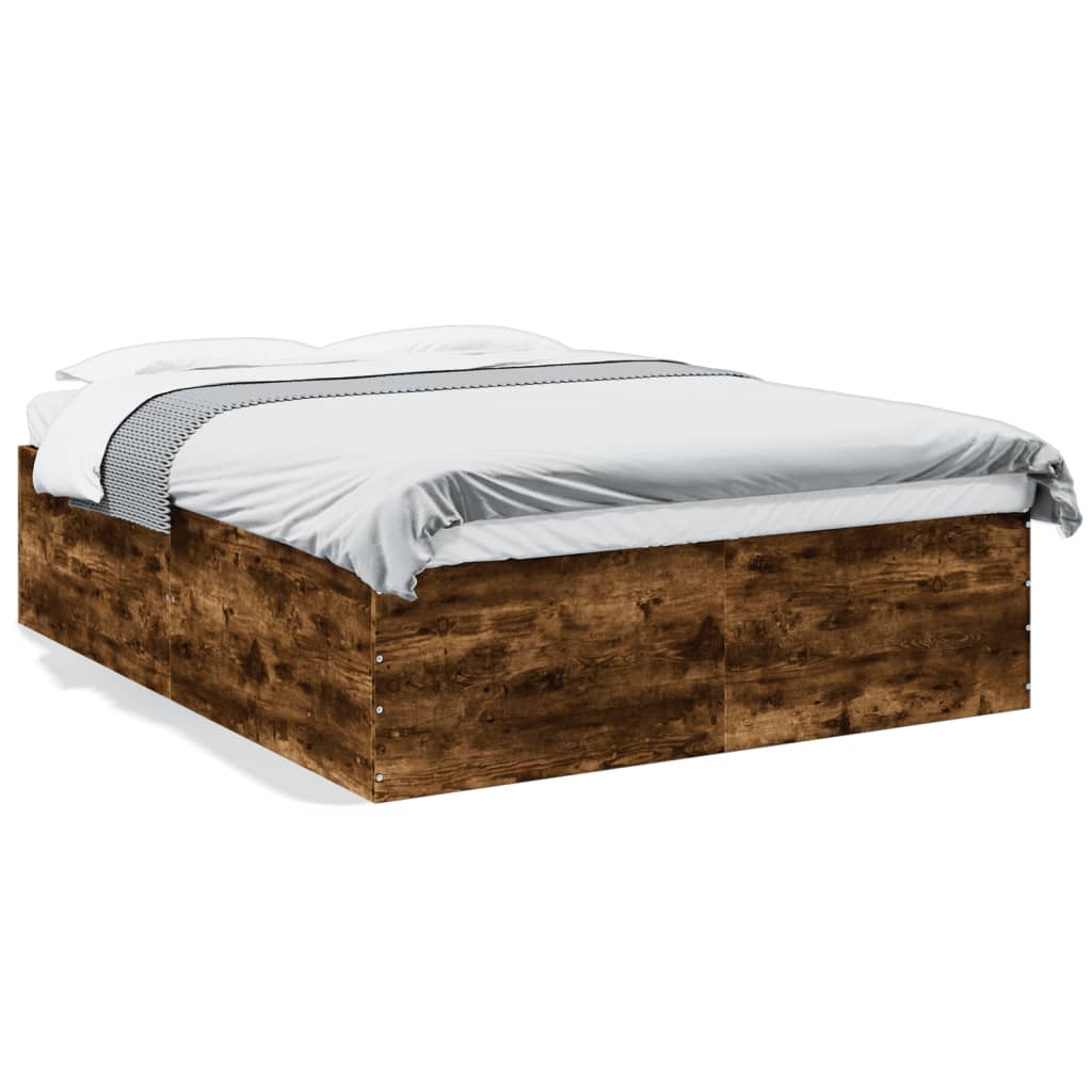 Bed Frame without Mattress Smoked Oak 150x200 cm King Size