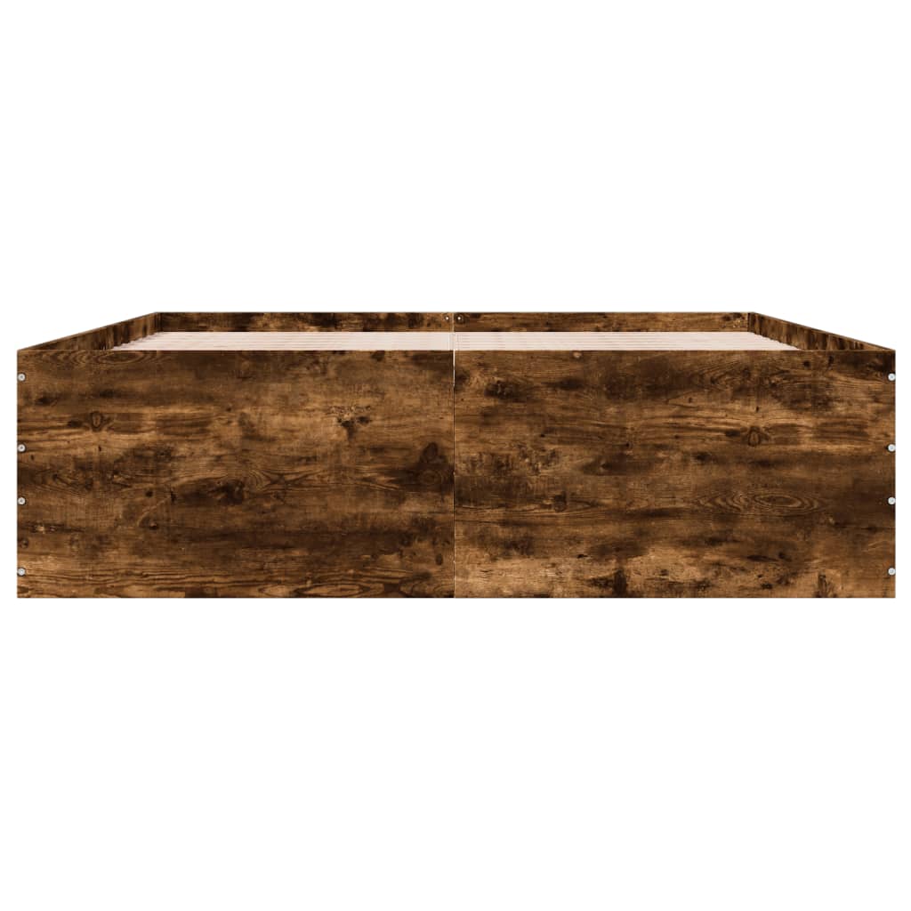 Bed Frame without Mattress Smoked Oak 150x200 cm King Size