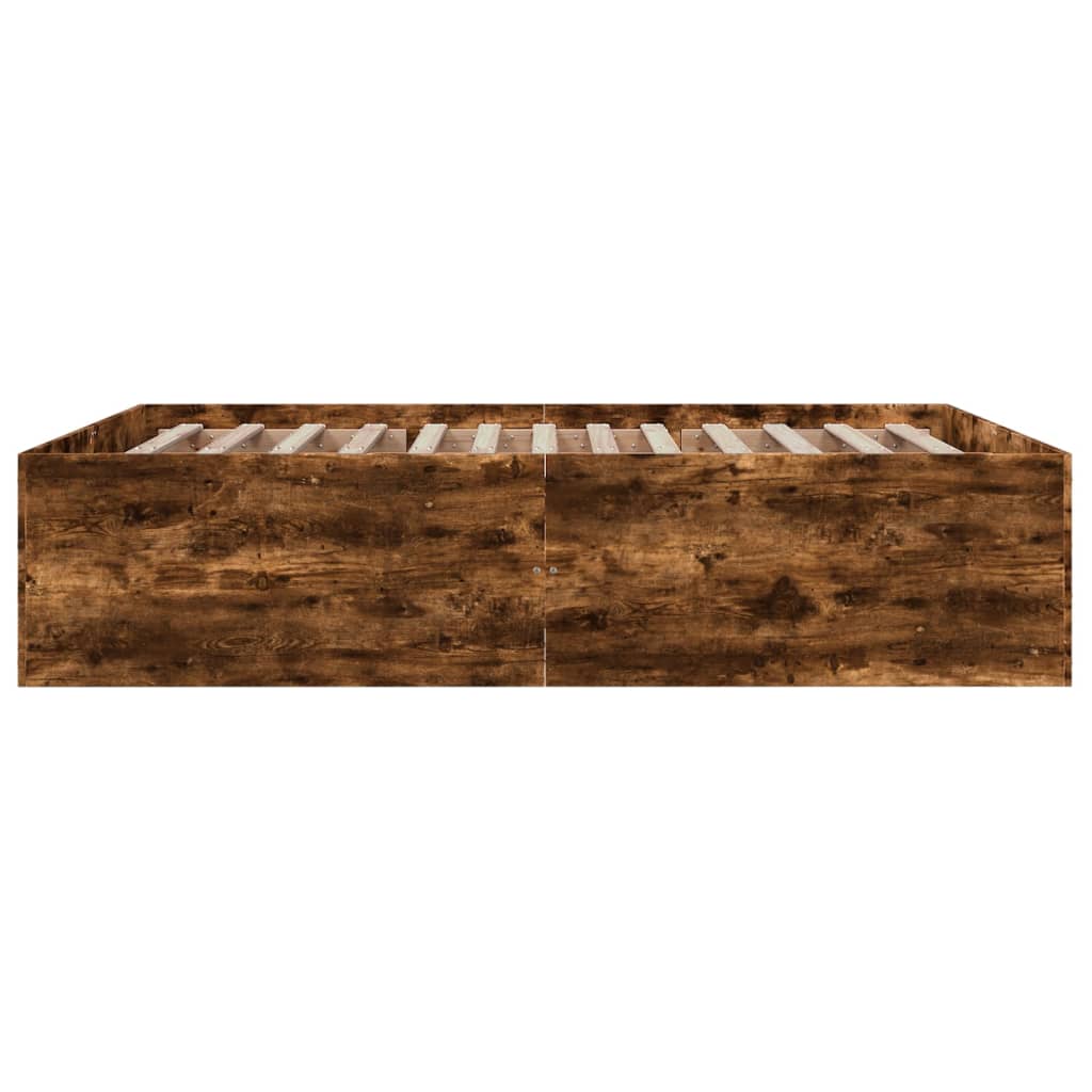 Bed Frame without Mattress Smoked Oak 150x200 cm King Size