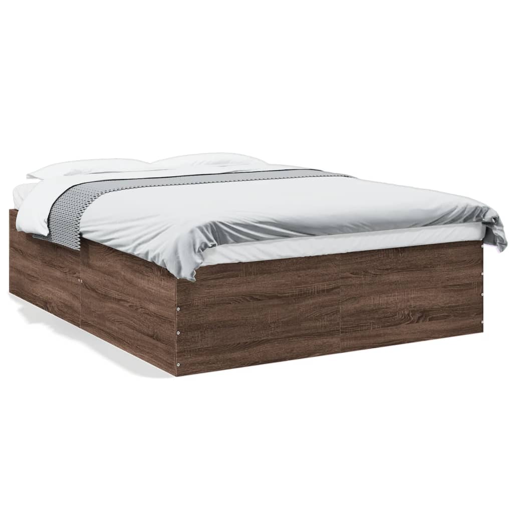 Bed Frame without Mattress Brown Oak 150x200 cm King Size